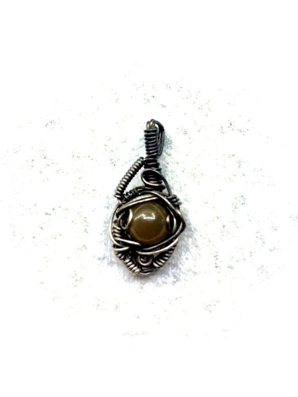 Wire-Wrapped Moonstone Pendant Necklace - Sterling Silver Boho